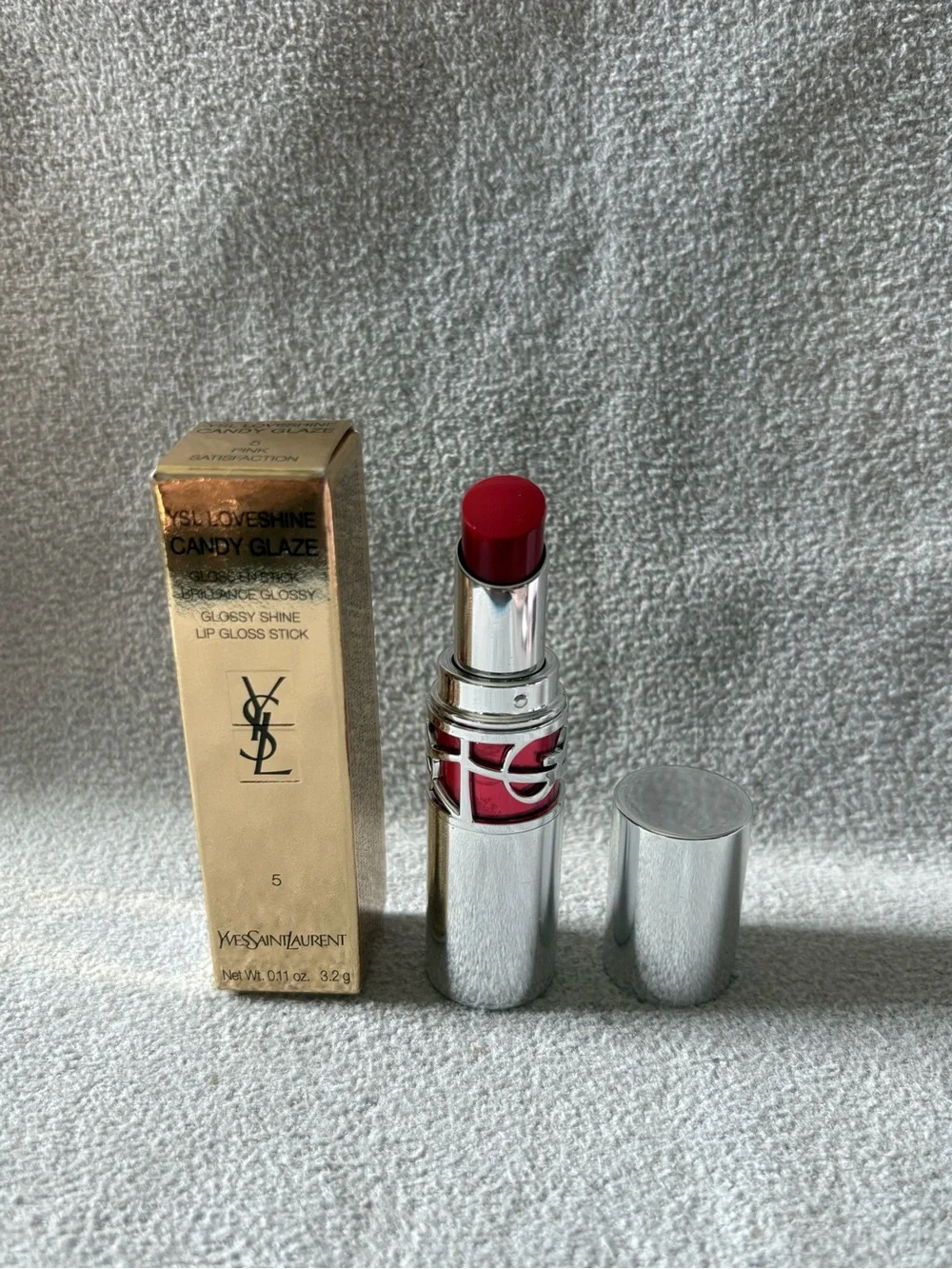 Yves Saint Laurent Candy Glaze Lipstick shade Pink Satisfaction Brand New in Box